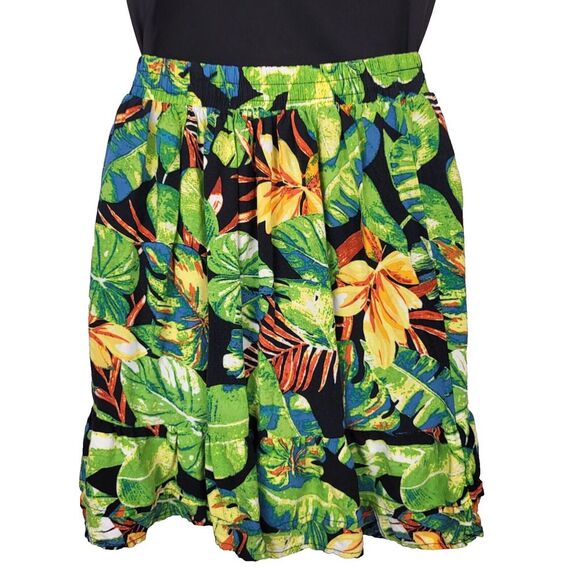 Rachel Roy X-Small Multi-Color Floral Mini Skirt Elastic Waist 2 Tier Peplum - Picture 6 of 12